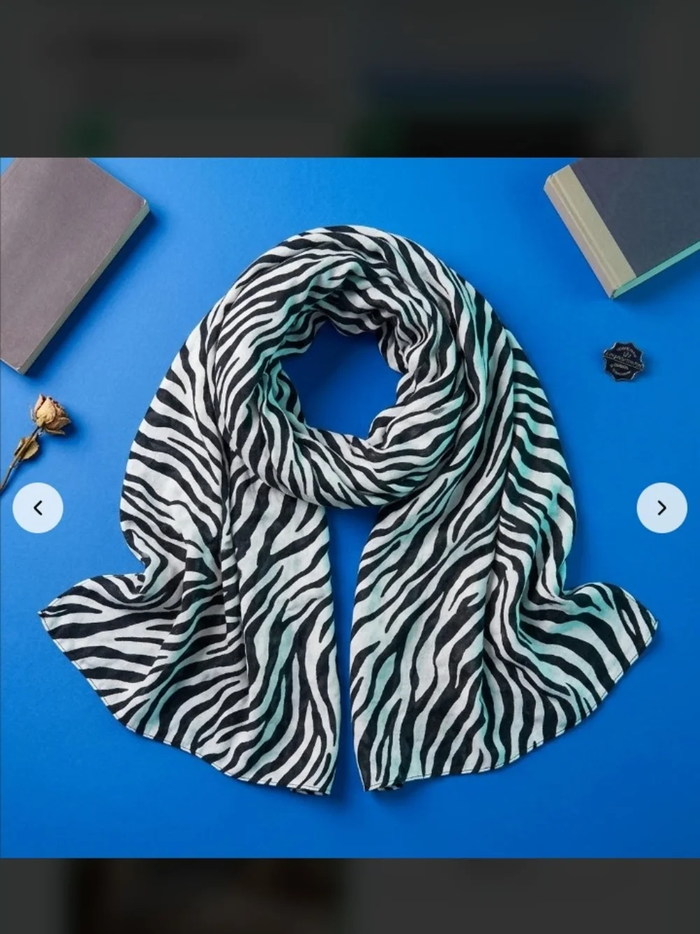 Zebra Print Black and White Scarf - Women's Like New